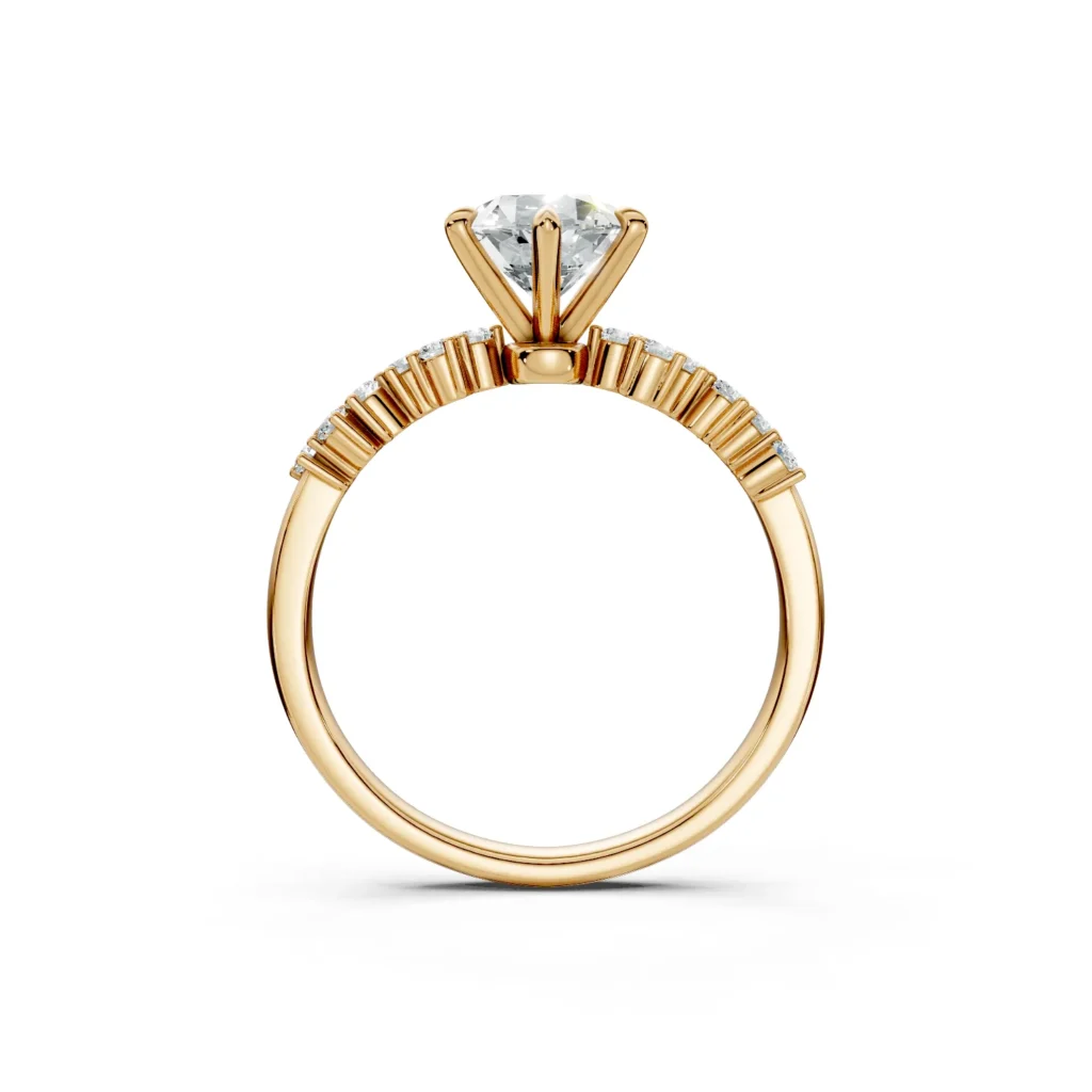 2 Vivre Features Solitary Four Prong Low Profile Light Pass Alternating Pavé 1 4 coverage round 1ct