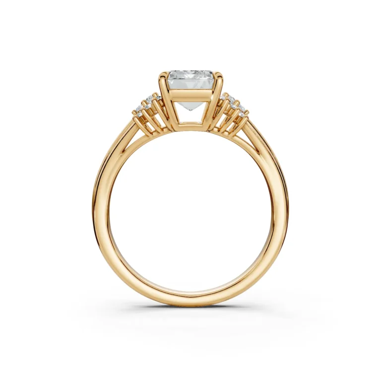 2 Vivre Features three stone cathedral Standard Profile Solitaire Comfort emerald 2ct