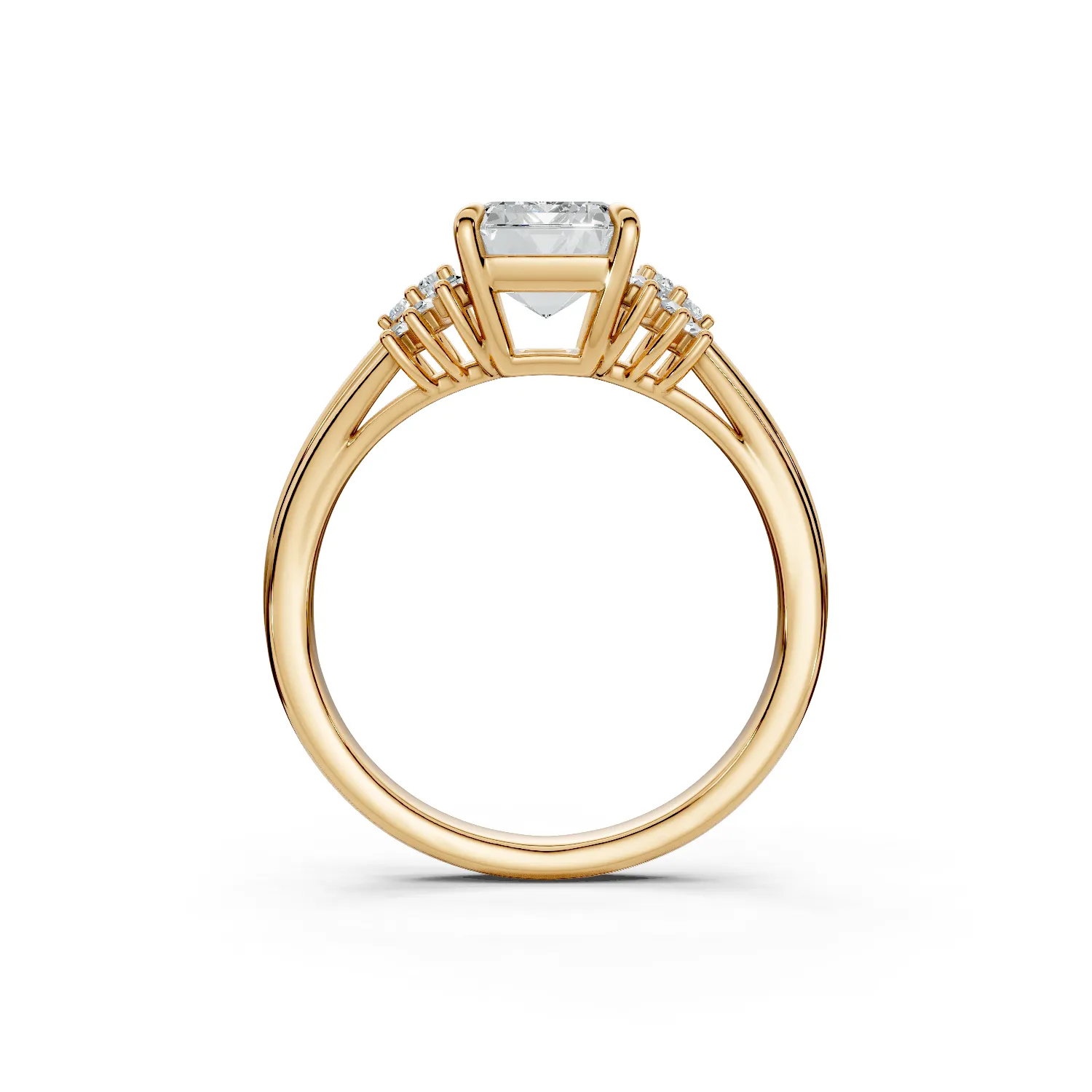 2 Vivre Features three stone cathedral Standard Profile Solitaire Comfort emerald 2ct