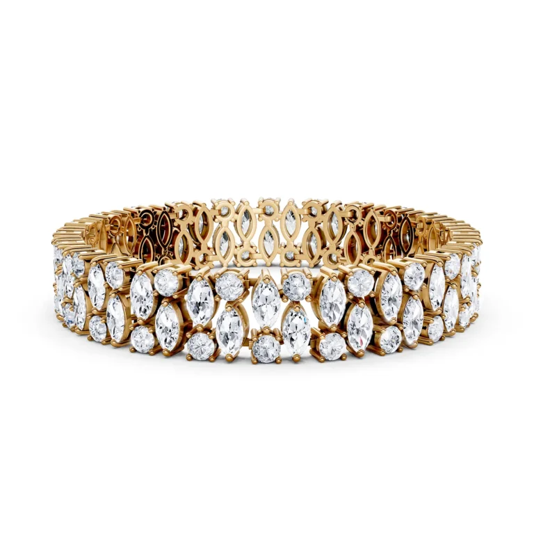 4 Tennis Combo Prong Setting 2 row Adaptive Basket round marquise