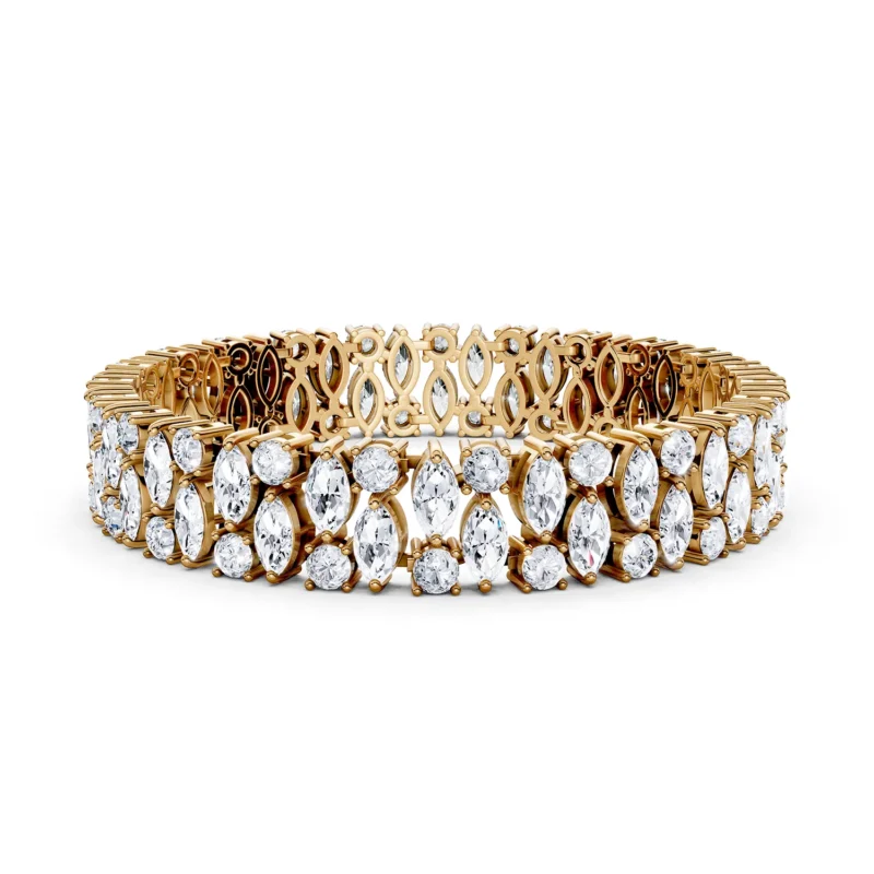 4 Tennis Combo Prong Setting 2 row Adaptive Basket round marquise