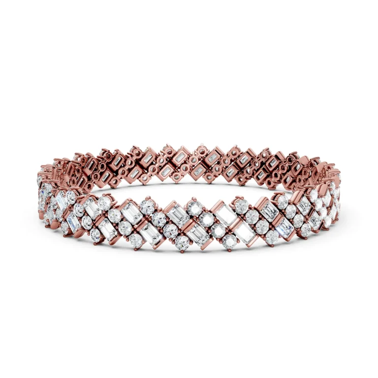 5 Tennis Combo Prong Setting 5 row Adaptive Basket Alternative Orientation round emerald