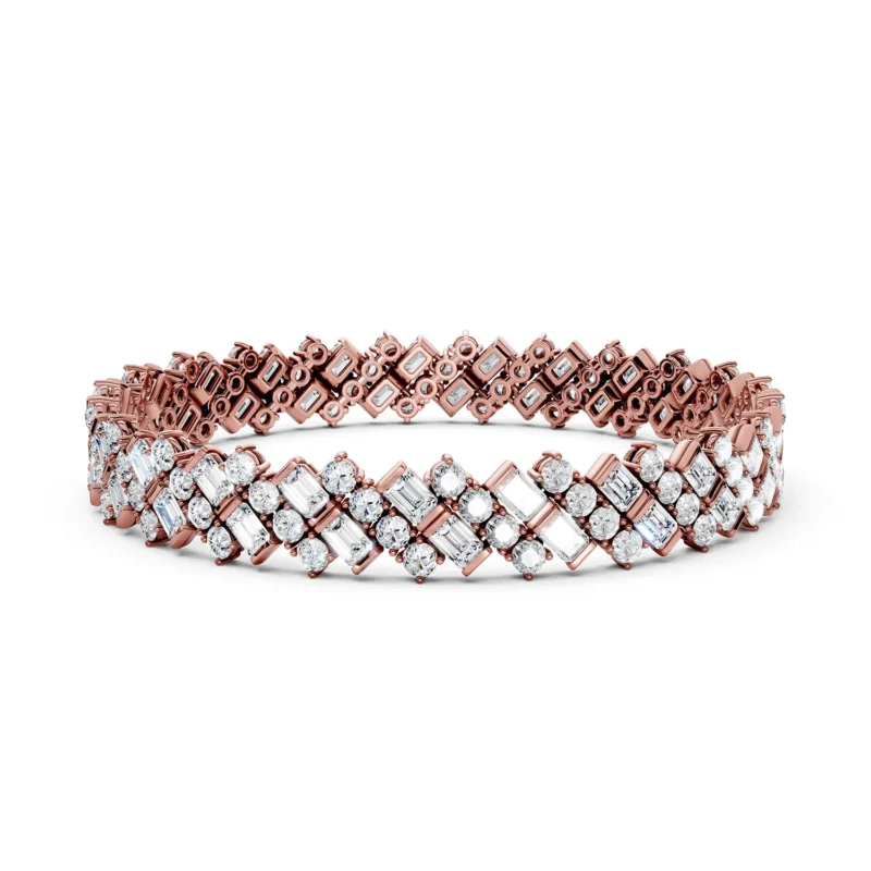 5 Tennis Combo Prong Setting 5 row Adaptive Basket Alternative Orientation round emerald