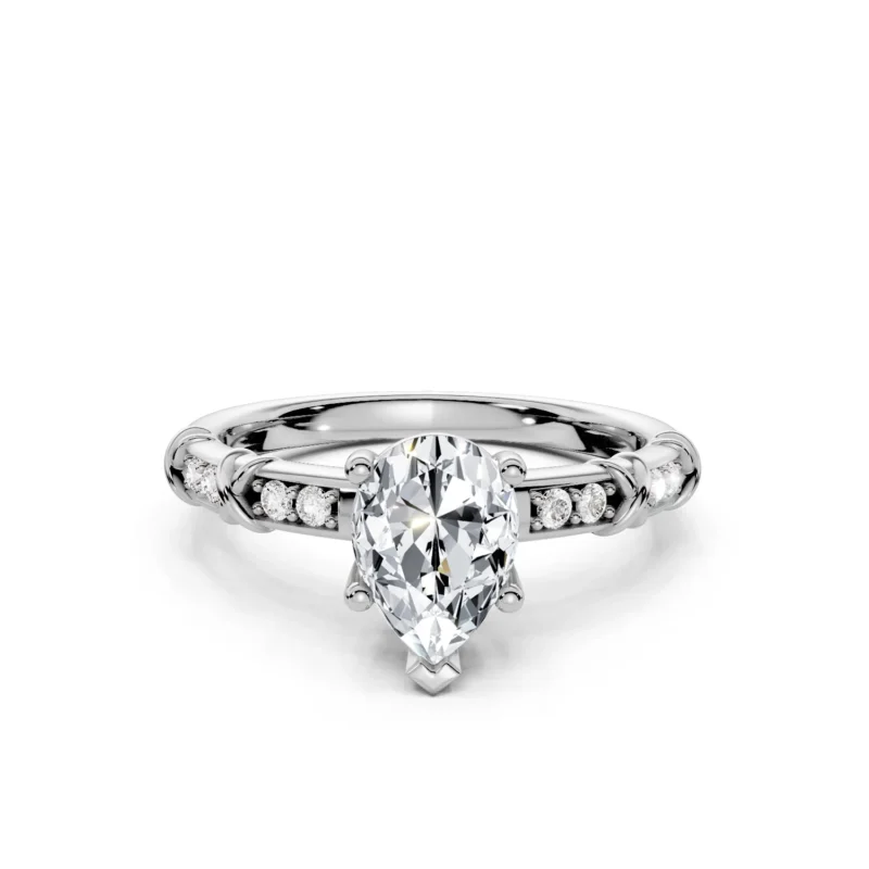 5 Vivre Features Solitary Four Prong Low Profile Bead Bright 1 2 coverage pear 3ct