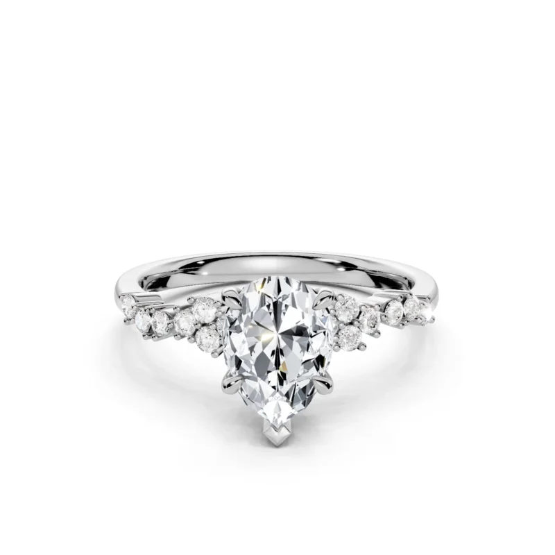 5 Vivre Features Solitary Four Prong Low Profile Light Pass Alternating Pavé 1 4 coverage pear 1ct