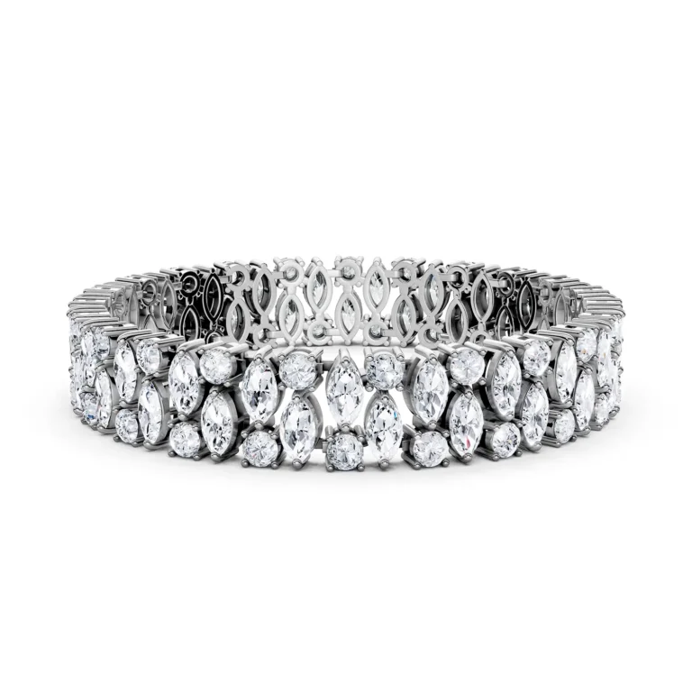 6 Tennis Combo Prong Setting 2 row Adaptive Basket round marquise