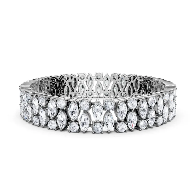 6 Tennis Combo Prong Setting 2 row Adaptive Basket round marquise