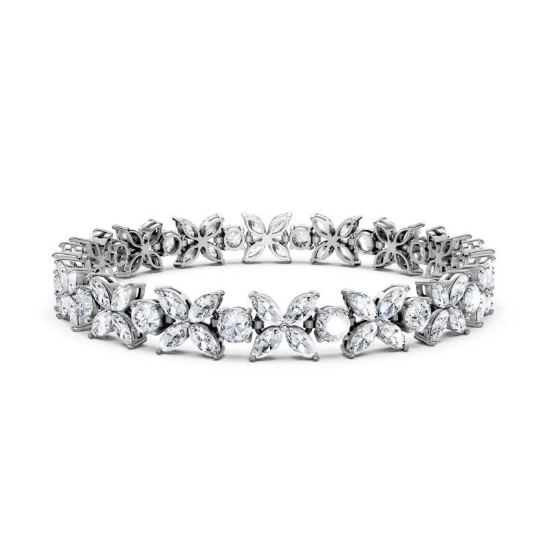 6 Tennis Combo Prong Setting 3 row Adaptive Basket round marquise