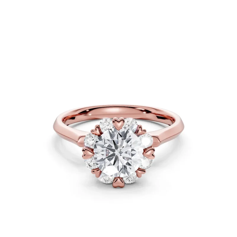 9 Vivre Features Halo Hidden Halo Heart Prong Outstanding Profile Solitaire Knife round 1ct