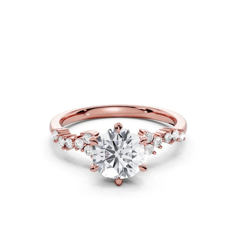 9 Vivre Features Solitary Four Prong Low Profile Light Pass Alternating Pavé 1 4 coverage round 1ct