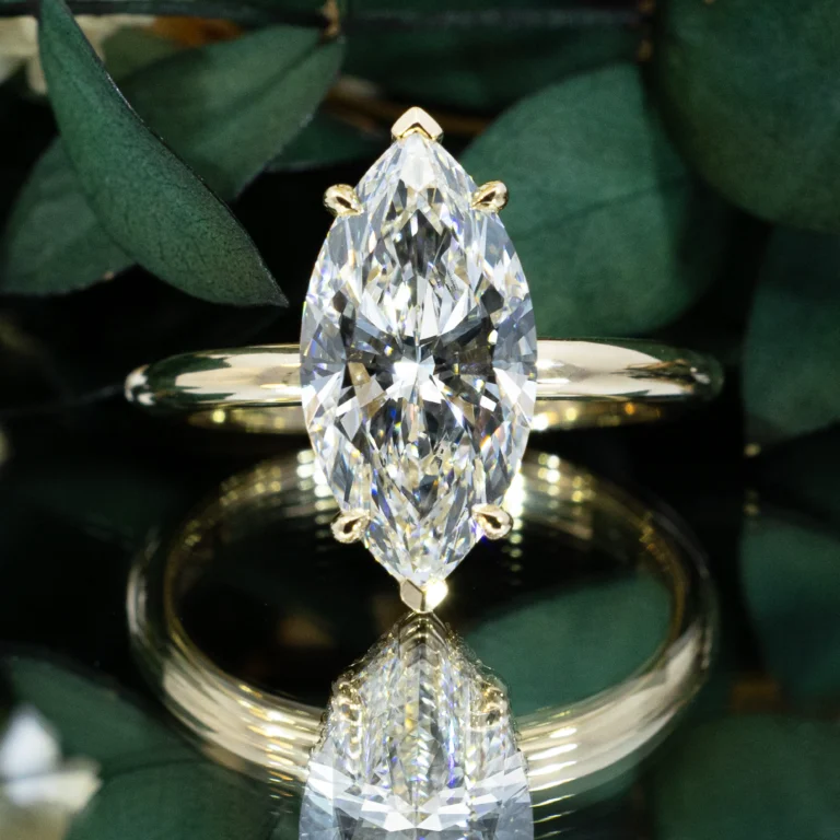 14 Solitary Four Prong Hidden Halo Low Profile Solitaire Comfort marquise