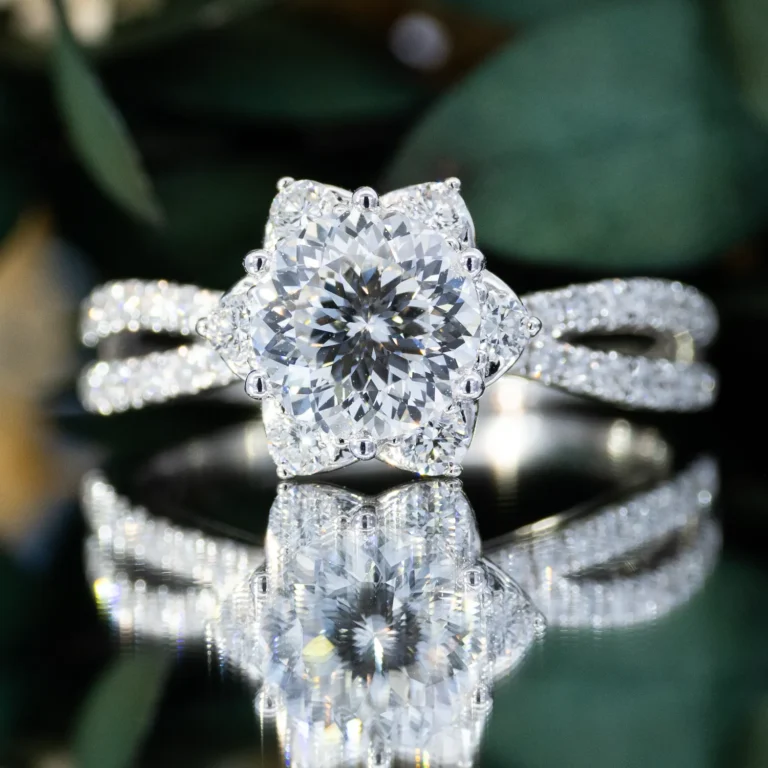 14 Vivre Features Halo Six Prong Outstanding Profile Split Shank U Pavé full coverage db 1ct