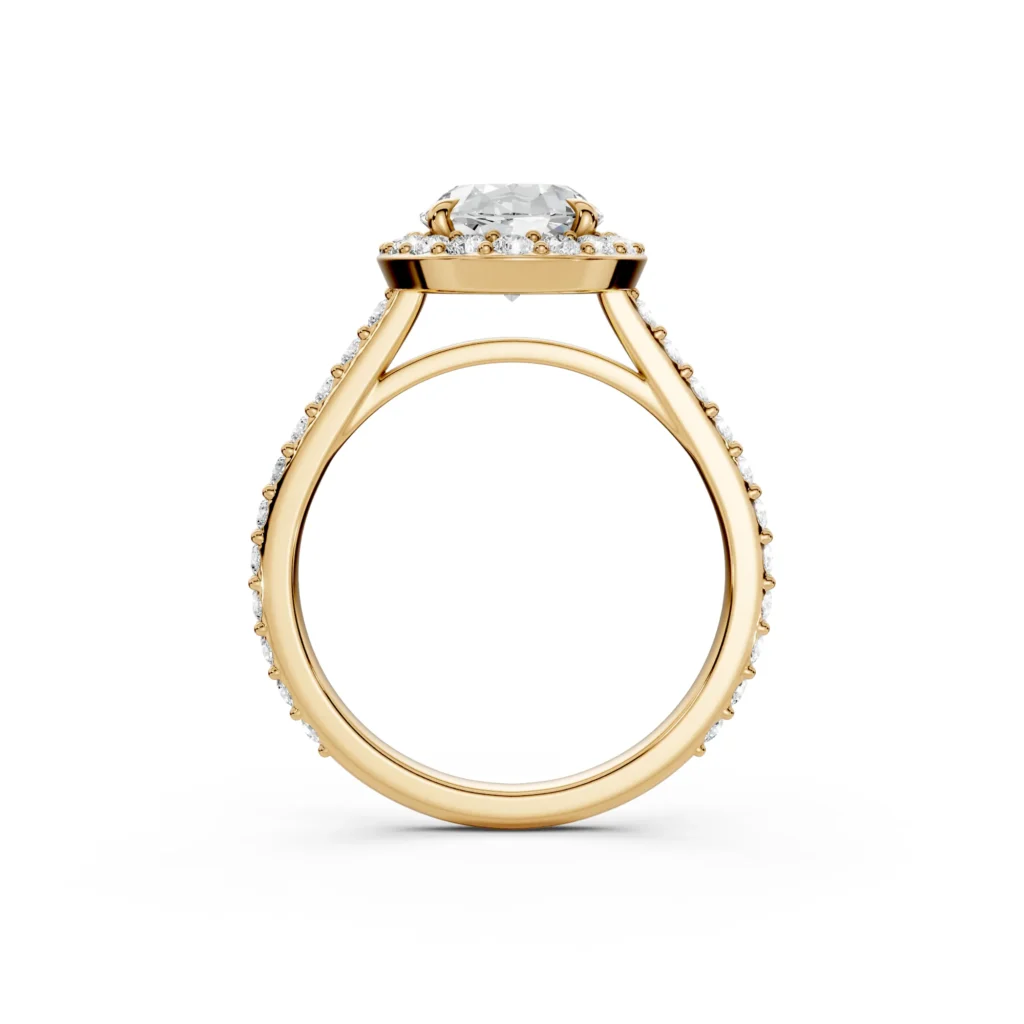 2 Classic Halo Oval Cut U Pavé Diamond Ring