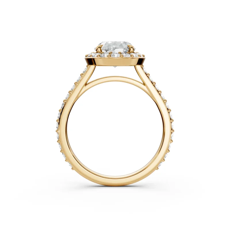 2 Classic Halo Oval Cut U Pavé Diamond Ring