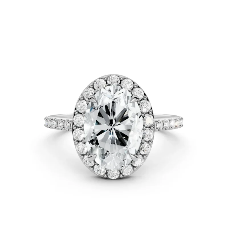 5 Classic Halo Oval Cut U Pavé Diamond Ring