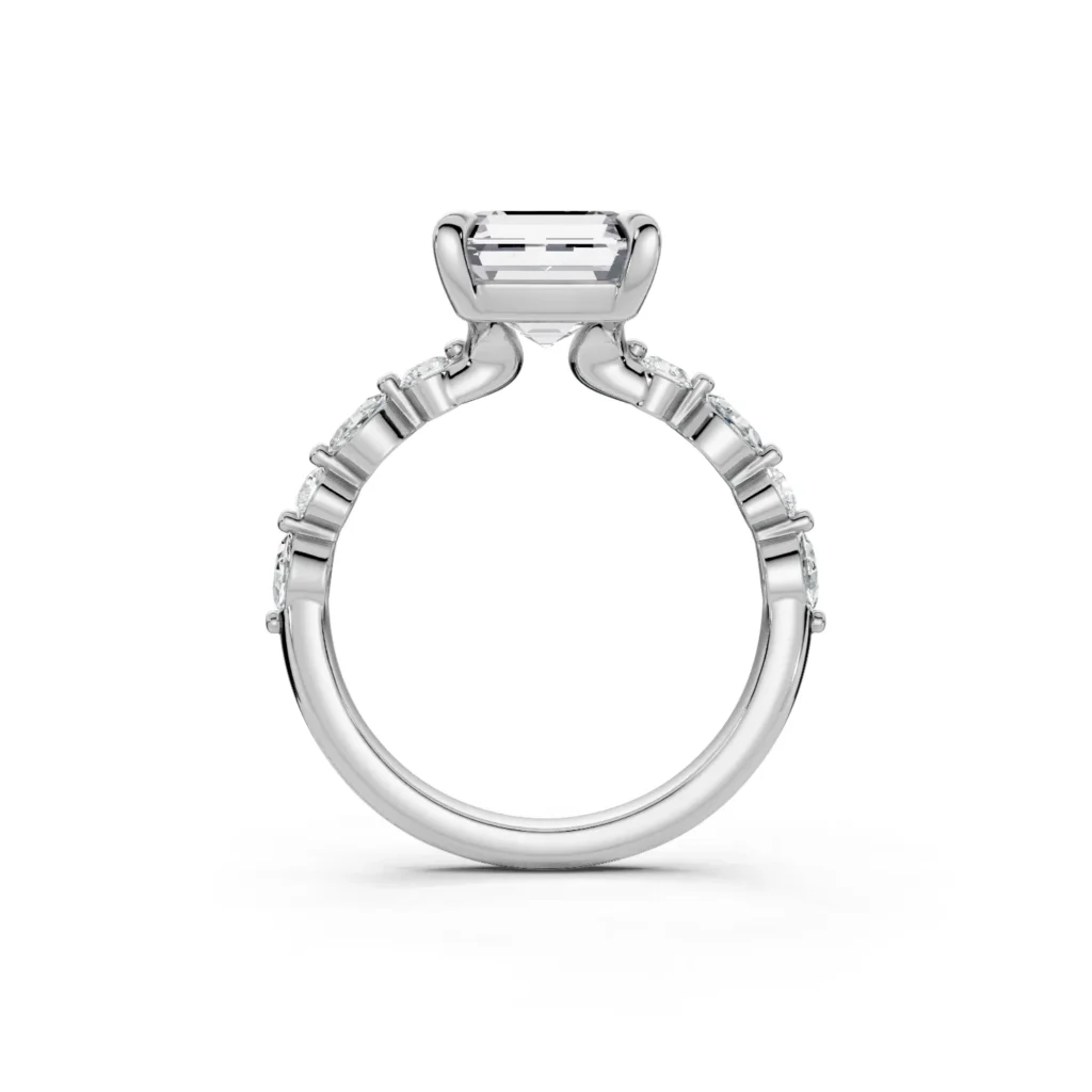 7 Solitary Fashion Four Prong Light Pass Standard Profile Alternating Pavé 34 coverage