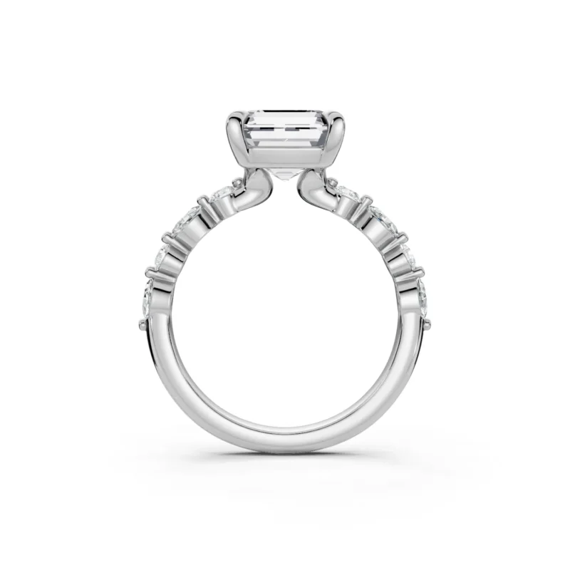 7 Solitary Fashion Four Prong Light Pass Standard Profile Alternating Pavé 34 coverage