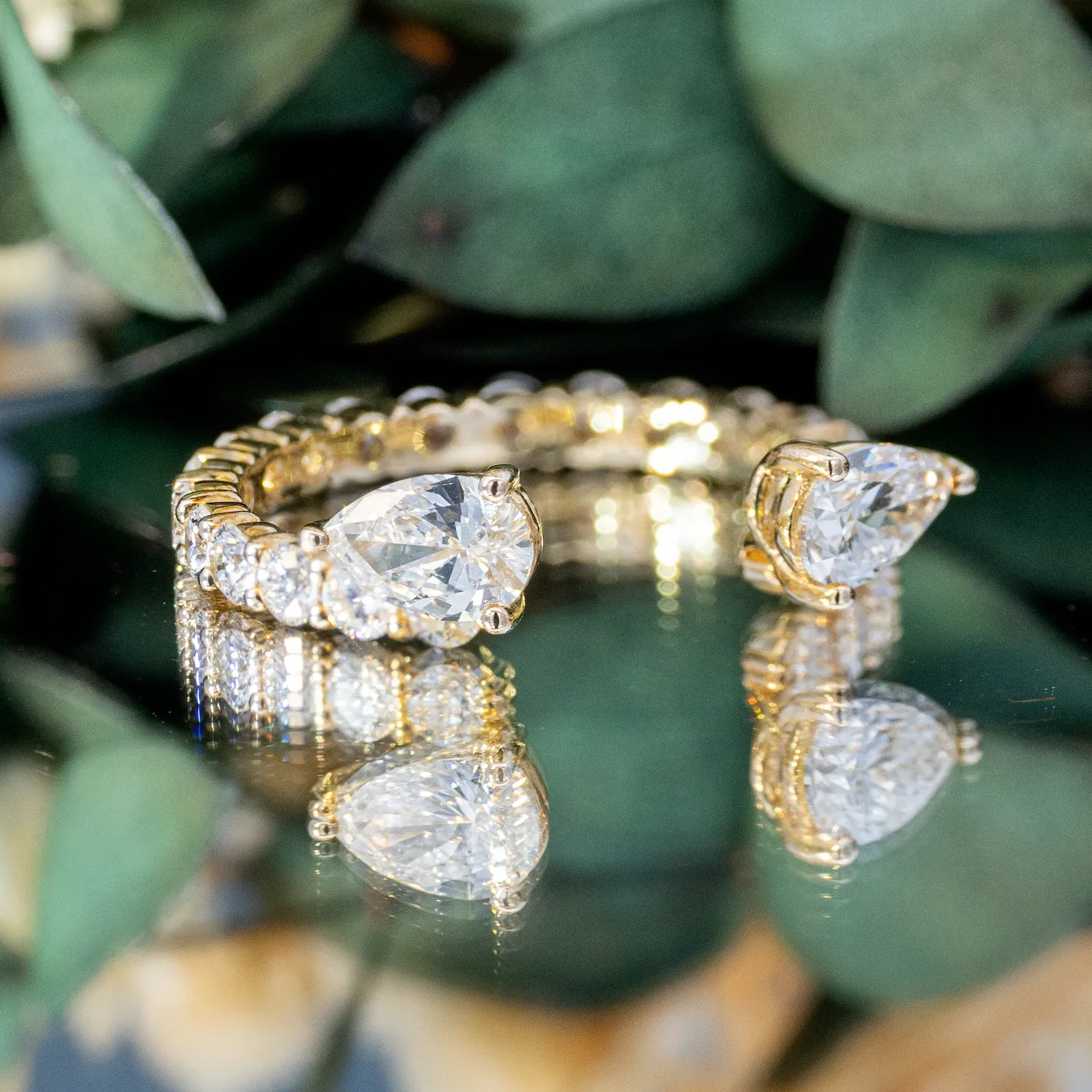 Pear Side Stone Open Stacking Ring 1