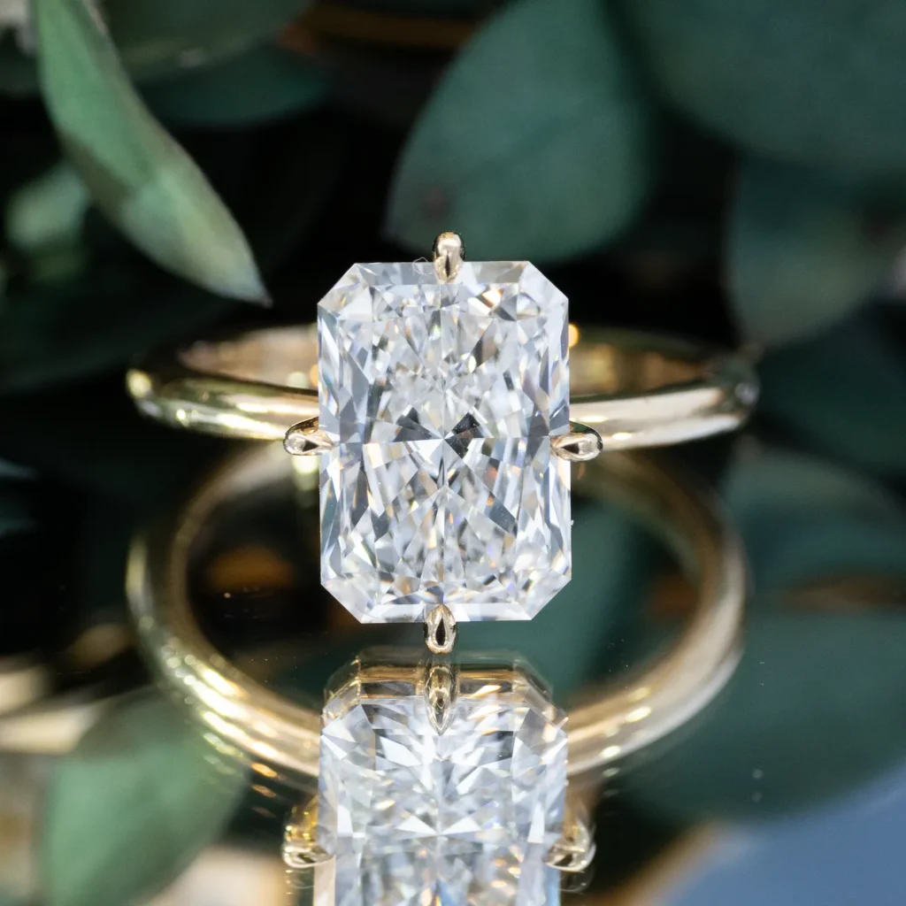 Side Set Four Prong Radiant Engagement Ring 3