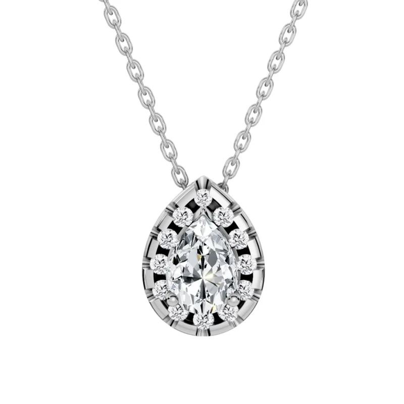 4 Pendant Halo double halo Prong Basket pear